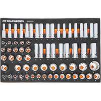 Jeu d'outils m&eacute;triques pour m&eacute;canicien MEGAMOD dans des plateaux en mousse modulaire avec armoire roulante &agrave; outils, 358 morcea Waymarc Industries Inc