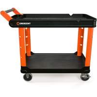 RAILWORKS 2-Shelf Industrial Utility Cart with 5" Hard Casters, 47" L x 24-1/2" W x 34" H, Black/Orange Waymarc Industries Inc