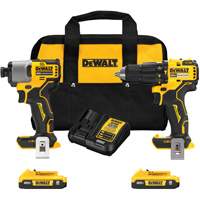 Brushless Compact Cordless 1/2" Hammer Drill & 1/4" Impact Driver Kit, Lithium-Ion, 20 V Waymarc Industries Inc