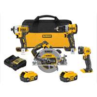 XR&reg; Brushless Cordless 4-Tool Combo Kit, Lithium-Ion, 20 V Waymarc Industries Inc