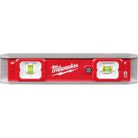 Torpedo Level with Lighted Vials, 9" L, Aluminum, 2 Vials, Magnetic Waymarc Industries Inc
