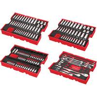 Jeu de cliquets et douilles m&eacute;triques et SAE avec organisateur PACKOUT &agrave; profil bas, 242 Mcx, Chocs, Prise de 1/4"/3/8"/1/2", Profond Waymarc Industries Inc