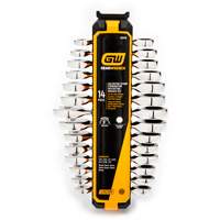 72-Tooth 12 Point Stubby Wrench Set, Ratcheting Combination, 14 Pieces, Imperial and Metric Waymarc Industries Inc