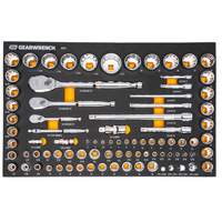 1/4", 3/8" & 1/2" 90-Tooth SAE/Metric Mechanics Tool Set with Foam Storage Tray Waymarc Industries Inc