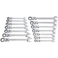 72-Tooth 12 Point Wrench Set, Flex Head/Ratcheting Combination, 14 Pieces, Imperial and Metric Waymarc Industries Inc