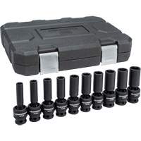 6-Point Universal Metric Socket Set, 10 Pcs, Impact, 1/2" Drive Size, Deep Waymarc Industries Inc