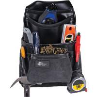 Phantom Collection Heavy-Duty Nail & Tool Bag, Leather, 10 Pockets, Black Waymarc Industries Inc