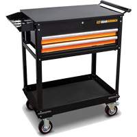 Chariot utilitaire, 2 tiroirs, 32-1/2" la x 42" h, Noir/Orange Waymarc Industries Inc