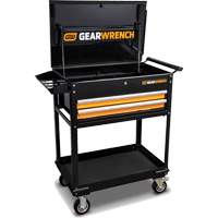 Chariot utilitaire, 2 tiroirs, 32-1/2" la x 42" h, Noir/Orange Waymarc Industries Inc