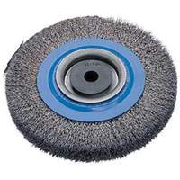 Crimped Wire Bench Wheel Brush, 6" Dia., 0.0118" Fill, 1/2" - 1-1/4" Arbor Waymarc Industries Inc