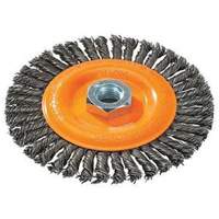 Brosse &agrave; fils nou&eacute;s pour cordons de soudure, Dia. 4", Fils 0,02", Arbre 5/8"-11, Acier Waymarc Industries Inc