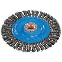 Brosse &agrave; fils nou&eacute;s pour cordons de soudure, Dia. 4", Fils 0,02", Arbre 5/8"-11, Aluminium/Acier inoxydable Waymarc Industries Inc