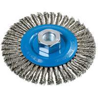 Brosse &agrave; fils nou&eacute;s pour cordons de soudure, Dia. 4-1/2", Fils 0,02", Arbre 5/8"-11, Aluminium/Acier inoxydable Waymarc Industries Inc
