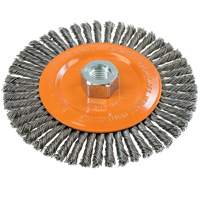 Brosse &agrave; fils nou&eacute;s pour cordons de soudure, Dia. 6", Fils 0,02", Arbre 5/8"-11, Acier Waymarc Industries Inc