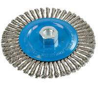 Brosse &agrave; fils &eacute;troits nou&eacute;s et torsad&eacute;s, Dia. 6", Fils 0,02", Arbre 5/8"-11, Aluminium/Acier inoxydable Waymarc Industries Inc