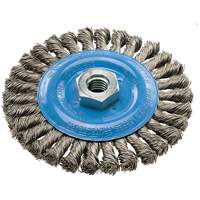 Wide Knotted Wire Wheel Brush, 5" Dia., 0.02" Fill, 5/8"-11 Arbor, Aluminum/Stainless Steel UE940 | Waymarc Industries Inc