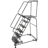 Weight Actuated Lockstep Rolling Ladders, 5 Steps, 24" Step Width, 50" Platform Height, Steel Waymarc Industries Inc
