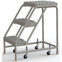 Rolling Ladder, 3 Steps, 16" Step Width, 30" Platform Height, Aluminum VC499 | Waymarc Industries Inc