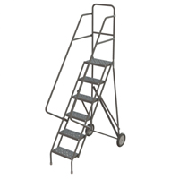 Steel Rolling Ladder, 6 Steps, 16" Step Width, 60" Platform Height, Steel VC523 | Waymarc Industries Inc