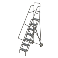 Steel Rolling Ladder, 7 Steps, 16" Step Width, 70" Platform Height, Steel VC524 | Waymarc Industries Inc