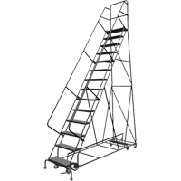 All Directional Rolling Ladder, 14 Steps, 24" Step Width, 140" Platform Height, Steel VC547 | Waymarc Industries Inc