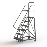Heavy Duty Rolling Ladder, 6 Steps, 24" Step Width, 60" Platform Height, Steel Waymarc Industries Inc