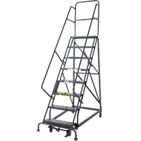 Heavy Duty Rolling Ladder, 8 Steps, 24" Step Width, 80" Platform Height, Steel Waymarc Industries Inc
