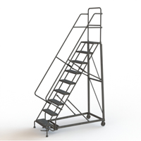 Heavy Duty Rolling Ladder, 9 Steps, 24" Step Width, 90" Platform Height, Steel Waymarc Industries Inc