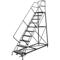 Safety Slope Rolling Ladder, 9 Steps, Perforated, 50° Incline, 90" High VC610 | Waymarc Industries Inc