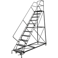 Safety Slope Rolling Ladder, 11 Steps, Perforated, 50° Incline, 110" High VC612 | Waymarc Industries Inc