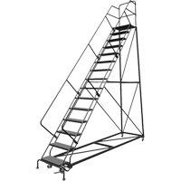 Safety Slope Rolling Ladder, 15 Steps, Perforated, 50° Incline, 150" High VC616 | Waymarc Industries Inc