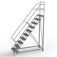 Safety Slope Rolling Ladder, 10 Steps, Serrated, 50° Incline, 100" High VC625 | Waymarc Industries Inc