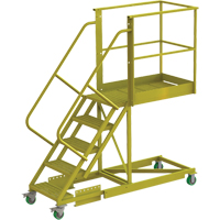 Cantilever Rolling Ladder, Supported, 5 Steps, 40" Platform Depth, 50" Platform Height VC686 | Waymarc Industries Inc