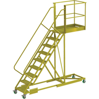 Cantilever Rolling Ladder, Supported, 9 Steps, 40" Platform Depth, 90" Platform Height VC690 | Waymarc Industries Inc