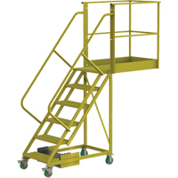 Cantilever Rolling Ladder, Unsupported, 6 Steps, 40" Platform Depth, 60" Platform Height VC697 | Waymarc Industries Inc