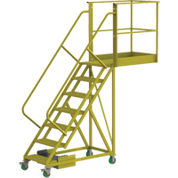Cantilever Rolling Ladder, Unsupported, 7 Steps, 40" Platform Depth, 70" Platform Height VC698 | Waymarc Industries Inc