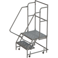 Deep Top Step Rolling Ladder, 2 Steps, 24" Step Width, 20" Platform Height, Steel Waymarc Industries Inc