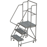Deep Top Step Rolling Ladder, 3 Steps, 16" Step Width, 30" Platform Height, Steel Waymarc Industries Inc