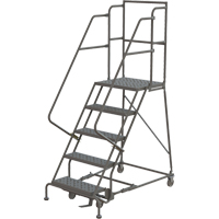 Deep Top Step Rolling Ladder, 5 Steps, 16" Step Width, 50" Platform Height, Steel Waymarc Industries Inc