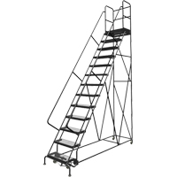 Deep Top Step Rolling Ladder, 13 Steps, 24" Step Width, 130" Platform Height, Steel VC777 | Waymarc Industries Inc