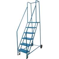 Rolling Step Ladder, 6 Steps, 18" Step Width, 55" Platform Height, Steel VD443 | Waymarc Industries Inc