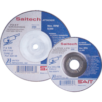 Saitech Ultimate Performance™ Grinding Wheel, 4" x 1/4", 3/8" arbor, Aluminum Oxide, Type 27 VU962 | Waymarc Industries Inc