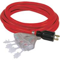 Generator Extension Cord with Quad Tap, STW, 10 AWG, 20 A, 4 Outlet(s), 25' XE668 | Waymarc Industries Inc
