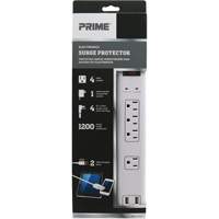 USB Charging Surge Protectors, 4 Outlets, 1200 J, 1875 W, 4' Cord Waymarc Industries Inc