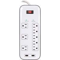 USB Charging Surge Protectors, 8 Outlets, 2400 J, 1875 W, 6' Cord Waymarc Industries Inc
