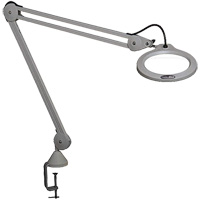 Lampe grossissante, Dioptrie 5, Ampoule DEL, Bras de 45", Pinces serre-joints, Gris Waymarc Industries Inc