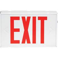 Exit Sign, LED, Battery Operated/Hardwired, 12-1/5" L x 7-1/2" W, English XI788 | Waymarc Industries Inc