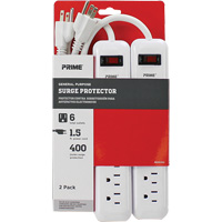 Surge Protector 2-Pack, 6 Outlets, 400 J, 1875 W, 1.5' Cord XJ247 | Waymarc Industries Inc