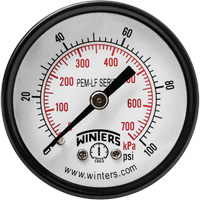 Economy Pressure Gauge, 2" , 0 - 100 psi, Back Mount, Analogue Waymarc Industries Inc
