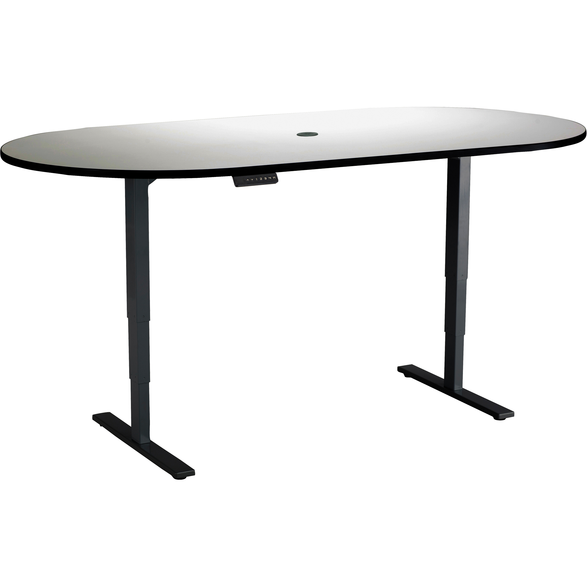 Safco Electric HeightAdjustable Table, StandAlone Desk, 50" H x 84" W x 24" D, Grey Waymarc